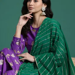 Sangria Ethnic Motifs Printed Empire Gotta Patti Kurti with Sharara & With Dupatta-picture-32