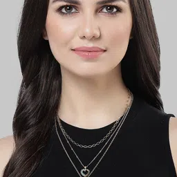 Bohey by KARATCART Gold-Plated Love & Heart Shape Multicharm Layered Chain-image-40
