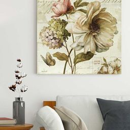 Art Street Off-White & Beige Flowers Canvas Wall Painting-14