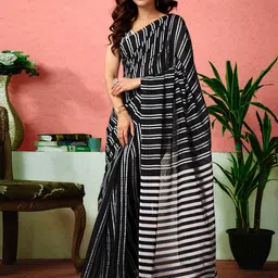 Sangria Striped Printed Ready To Wear Saree With Unstitched Blouse-7