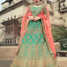 Fusionic Embroidered Zari Semi-Stitched Lehenga & Unstitched Blouse With Dupatta-picture-11