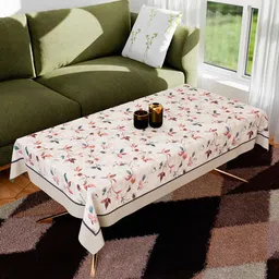 Kuber Industries Cream-Coloured Floral Anti-Skid Cotton 4-Seater Table Cover-28