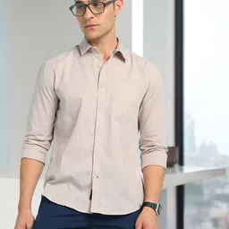 Dennis Lingo Men Relaxed Fit Spread Collar Solid Cotton Casual Shirt-image-54