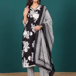 Varanga Women Ethnic Motifs Printed Regular Pure Cotton Kurta with Trousers & With Dupatta-picture-8
