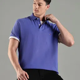 Tommy Hilfiger Men Solid Polo Collar Relaxed Fit Cotton T-shirt-picture-43