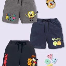 YK X Minute Mirth Boys Set of 3 Assorted Printed Cartoon Character Shorts-21