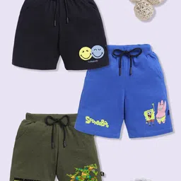 YK X Minute Mirth Boys Set of 3 Assorted Printed Cartoon Character Shorts-72