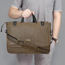LOREM Unisex Khaki & Black Color Faux Leather 10L Laptop Bag For Men-11