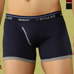 Dollar Bigboss Men Solid Pack of 3 Combed Cotton Contoured Pouch Support Trunk-picture-55