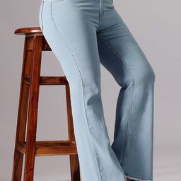 Miss Chase A+ Mint Curl Women High-Rise Heavy Fade Stretchable Bootcut Denim Pants-picture-16