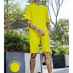 House of Koala Textured Round Neck T-Shirt With Shorts-picture-21
