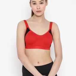Lady Lyka Red & Black Solid Non-Wired Non Padded Sports Bra-27