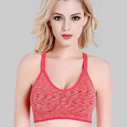 CASSIEY Printed Removable Pad Racerback Workout Sports Bra-37