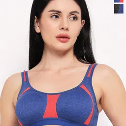 TOFTY Pack Of 2 Full Coverage Non Padded Cotton Sports Bras With All Day Comfort-image-10