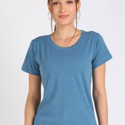 VAHSON Women Blue Pure Cotton Slim Fit T-shirt-image-99