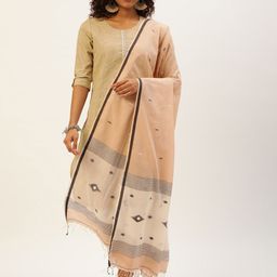 ArtEastri Geometric Woven Design Cotton Jamdani Dupatta-37