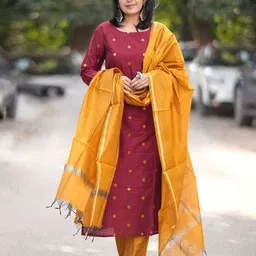 GoSriKi Women Regular Kurta with Trousers & With Dupatta-47