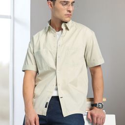 Dennis Lingo Men's Relaxed Fit Spread Collar Solid Cotton Casual Shirt-image-71