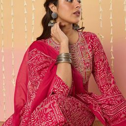 Indo Era Women Ethnic Motifs Printed Regular Pure Cotton Kurta with Trousers & With Dupatta-picture-43