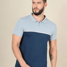 Technosport Colourblocked Polo Collar Rapid-Dry Moisture-Wicking Slim Fit T-shirt-image-16