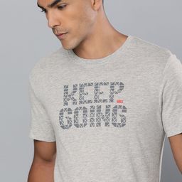 HRX by Hrithik Roshan Men Grey Melange Typography Printed Lifestyle T-shirt-image-13