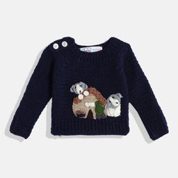 CHUTPUT Unisex Kids Knitted Woollen Pullover with Embroidered Detail-14