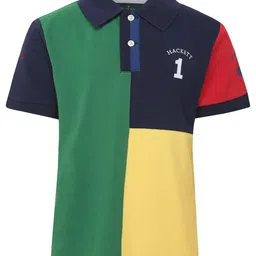 HACKETT LONDON Boys Colourblocked Polo Collar T-shirt-image-77