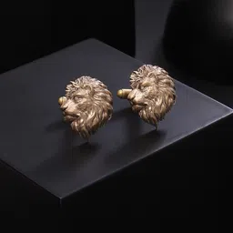 COSA NOSTRAA Antique Gold-Toned Side Lion Textured Cufflinks-image-13