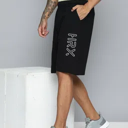 HRX by Hrithik Roshan Men Black Typography Printed Shorts-image-3