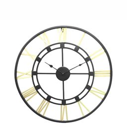 CHRONIKLE Black & Gold Toned Analogue Contemporary Rounded Wall Clock-image-75