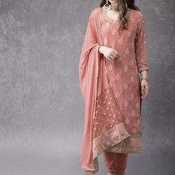 Anouk Women Peach-Coloured Embroidered Kurta with Churidar & Dupatta-image-84