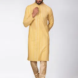 KISAH Men Yellow Ethnic Motifs Printed Kurta with Churidar-picture-52