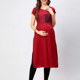 CEE-18 Ethnic Motif Printed Puff Sleeves Maternity Kurta-picture-23