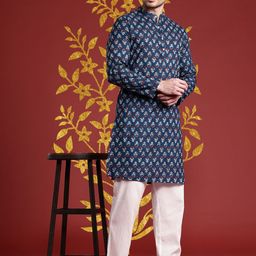 Anouk Band Collar Indie Floral Printed Pure Cotton Kurta-picture-31