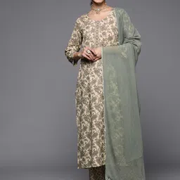 Varanga Ethnic Motifs Printed Gotta Patti Pure Cotton Kurta With Trousers & With Dupatta-image-81