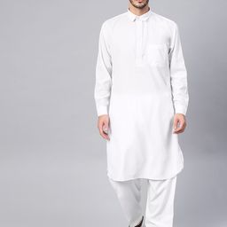 SOJANYA Men White Solid Pathani Kurta with Salwar-picture-37