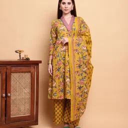 Roly Poly Women Floral Printed Cotton A-Line Kurta with Palazzo & Dupatta-picture-38