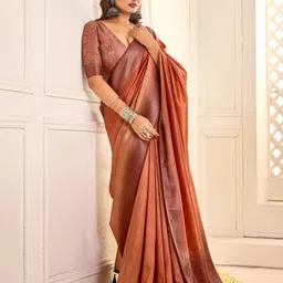 House of Pataudi Jamdani Woven Design Saree With Blouse Piece-image-13
