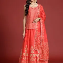 Anouk Printed  Gotta Patti Lehenga & Blouse With Dupatta-image-74