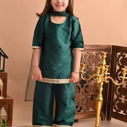 Superminis Girls Round Neck Sequinned Kurta with Trousers & Dupatta-picture-37