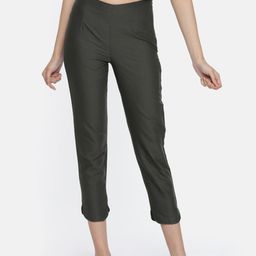 AURELIA Women Charcoal Grey Solid Cropped Casual Trousers-image-55