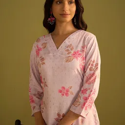 Indo Era Women Floral Printed Regular Kurta with Trousers-picture-32