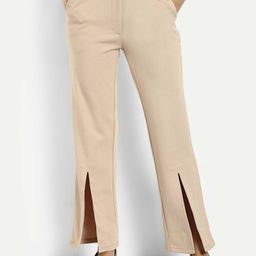 Muvazo Women Custom Straight Fit Cotton Parallel Trousers-image-26