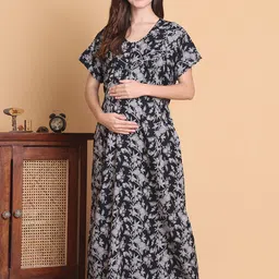 Secret Wish Printed Full Length Maternity Nightdress-image-22