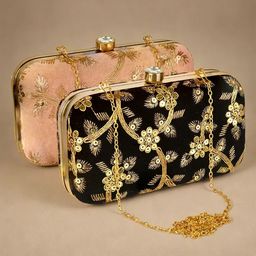 Kuber Industries Pack Of 2 Embellished Velvet Box Clutches-51