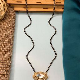 ABDESIGNS Gold-Plated Kundan-Studded & Beaded Mangalsutra With Earrings-image-69