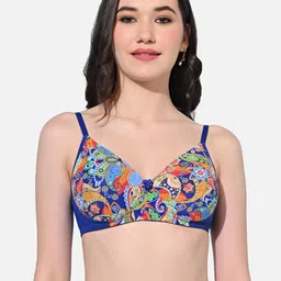FIMS Floral Printed Lightly Padded Non Wired Full Coverage T-Shirt Bra-picture-56