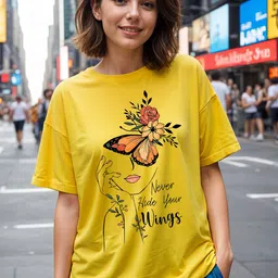 DressBerry Women Graphic Printed Round Neck Cotton Oversized T-shirt-picture-10