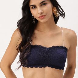 DressBerry Navy Blue Lace Non-Wired Lightly Padded Everyday Bra DB-DR-BRA-019C-21