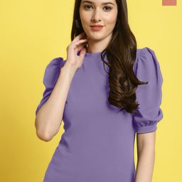 Metronaut Women Pack of 2 Solid Round Neck Puff Sleeves Regular Tops-picture-32
